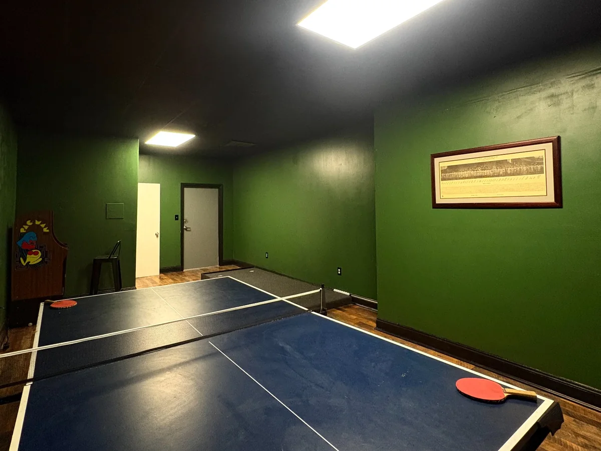 Table tennis setup in the Legacy Golf Lounge